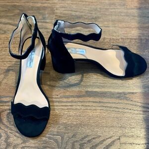 INC black suede low heels size 8